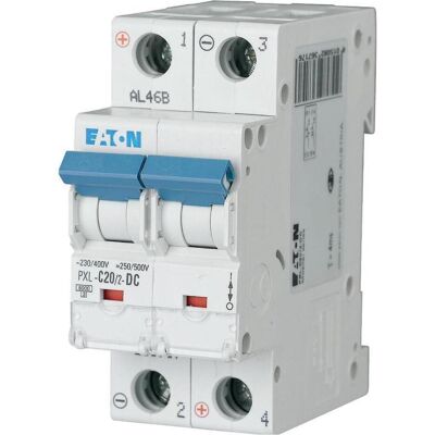 Eaton PXL-C20/2-DC - Disjoncteur 20A 2p DC - Publicité Eaton PXL-C20/2-DC - Disjoncteur 20A 2p DC - Publicité