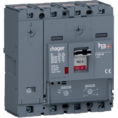 Hager HMS161DC - Disjoncteur 4P 160A IP40 - Publicité Hager HMS161DC - Disjoncteur 4P 160A IP40 - Publicité
