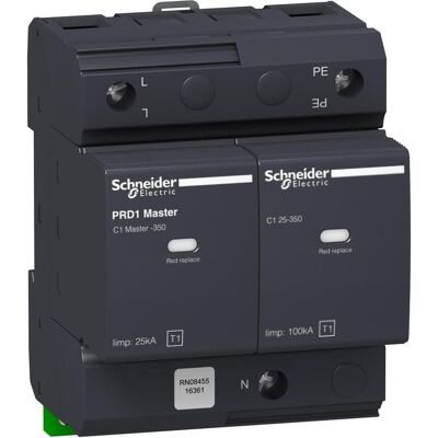 Schneider Electric PRD1 Master Parafoudre - Type 1, 25kA, Rail DIN - Publicité Schneider Electric PRD1 Master Parafoudre - Type 1, 25kA, Rail DIN - Publicité