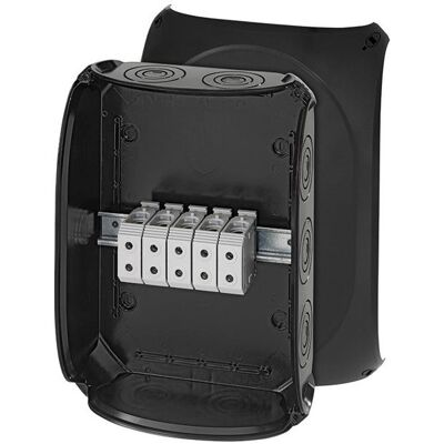 Hensel Boîte de jonction, HEN KF 5050 B Boîte de dérivation 16-50qmm 3ph, 5 pôles, noir - Publicité Hensel Boîte de jonction, HEN KF 5050 B Boîte de dérivation 16-50qmm 3ph, 5 pôles, noir - Publicité