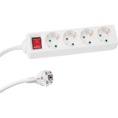 Perel Multiprise, Bandeau de 4 prises avec interrupteur (4x, CEE 7/3, 1.50 m) - Publicité Perel Multiprise, Bandeau de 4 prises avec interrupteur (4x, CEE 7/3, 1.50 m) - Publicité