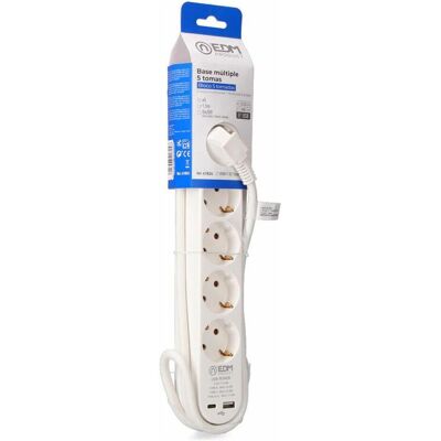 EDM, Multiprise, Steckerleiste mit 5 Steckdosen und Schalter 41824 Weiss 3680 W 250 V (1,5 m) (5x, USB-A, USB-C, 1.50 m) - Publicité EDM, Multiprise, Steckerleiste mit 5 Steckdosen und Schalter 41824 Weiss 3680 W 250 V (1,5 m) (5x, USB-A, USB-C, 1.50 m) - Publicité