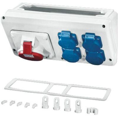 Hensel HEN MiCB16 Boîte de raccordement - IP44 16A 5p 4xSchuko - Publicité Hensel HEN MiCB16 Boîte de raccordement - IP44 16A 5p 4xSchuko - Publicité