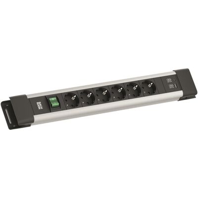 Bachmann, Multiprise, CONNECTUS 6xCEE7/3, 1xSchalter 1xUSB A/C 22W 2,0m CEE7/7 Grau (6x, CEE 7/3, 2 m) - Publicité Bachmann, Multiprise, CONNECTUS 6xCEE7/3, 1xSchalter 1xUSB A/C 22W 2,0m CEE7/7 Grau (6x, CEE 7/3, 2 m) - Publicité