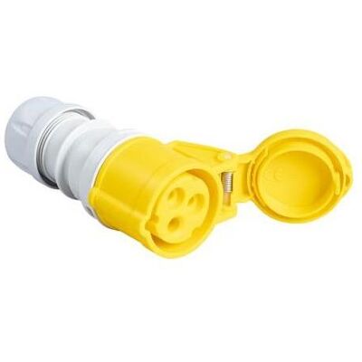 PCE, Prise + connecteur, 42.130 Kupplungsstecker CEE 16A - 110V - 3P - IP44 - 4h - gelb - Publicité PCE, Prise + connecteur, 42.130 Kupplungsstecker CEE 16A - 110V - 3P - IP44 - 4h - gelb - Publicité