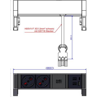 Bachmann - DESK2 2xP40 1xUSB A&C 902.98622W - 0.2m - Power strip - Publicité Bachmann - DESK2 2xP40 1xUSB A&C 902.98622W - 0.2m - Power strip - Publicité