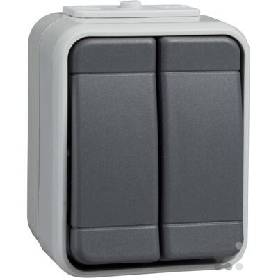 Elso Doppeltaster - Interrupteur double - IP44 - 10A - Gris - Publicité Elso Doppeltaster - Interrupteur double - IP44 - 10A - Gris - Publicité