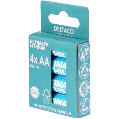 Deltaco ULT-R6LI-4P (1 pcs, AA), Batteries + piles - Publicité Deltaco ULT-R6LI-4P (1 pcs, AA), Batteries + piles - Publicité