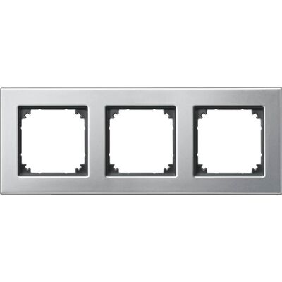 Merten, Accessoires Gamme d'interrupteurs, Cadre métallique M-PLAN, triple, argent platine 475360 - Publicité Merten, Accessoires Gamme d'interrupteurs, Cadre métallique M-PLAN, triple, argent platine 475360 - Publicité
