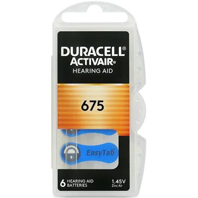 Duracell 675 - 6bl Activair Batterien Für Hörgeräte. (6 pcs, Spécifique à l'appareil, 630 mAh), Batteries + piles - Publicité Duracell 675 - 6bl Activair Batterien Für Hörgeräte. (6 pcs, Spécifique à l'appareil, 630 mAh), Batteries + piles - Publicité