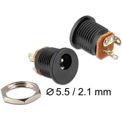 Delock, Câble électrique, Prise encastrée DC 2,1 x 5,5 mm - Publicité Delock, Câble électrique, Prise encastrée DC 2,1 x 5,5 mm - Publicité