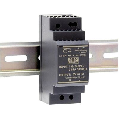 MeanWell, Distributeur de courant mobile, Alimentation - 1 Sortie - 30 W - 5 V 3 A - Montage Sur Rail DIN - Pour Usage Industriel - Publicité MeanWell, Distributeur de courant mobile, Alimentation - 1 Sortie - 30 W - 5 V 3 A - Montage Sur Rail DIN - Pour Usage Industriel - Publicité