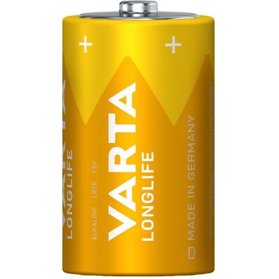 Varta Longlife Mono 1.5/Al-Mn 4120 pcs.1 - Batterie - Mono (D) (1 pcs, D, 16000 mAh), Batteries + piles - Publicité Varta Longlife Mono 1.5/Al-Mn 4120 pcs.1 - Batterie - Mono (D) (1 pcs, D, 16000 mAh), Batteries + piles - Publicité