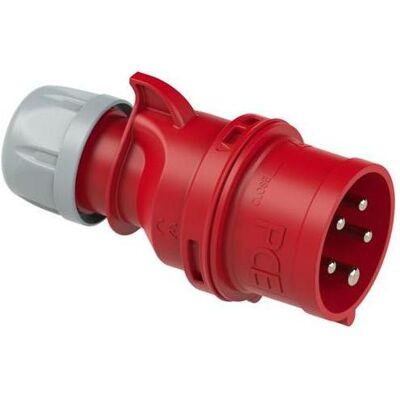 PCE, Prise + connecteur, 41.031 Stecker CEE 16A - 400V - 5P - IP44 - 6h - rot mit Phasenwechsel - Publicité PCE, Prise + connecteur, 41.031 Stecker CEE 16A - 400V - 5P - IP44 - 6h - rot mit Phasenwechsel - Publicité