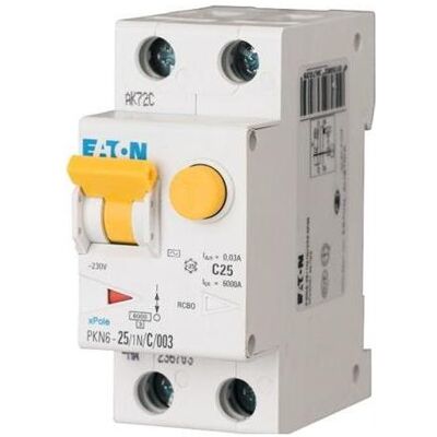 Eaton Disjoncteur combiné, 1 pôle + neutre, 16A, caractéristique C, 6 kA, 300 mA, classe A, Relai - Publicité Eaton Disjoncteur combiné, 1 pôle + neutre, 16A, caractéristique C, 6 kA, 300 mA, classe A, Relai - Publicité