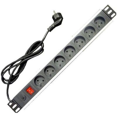OEM, Multiprise, 19" power panel 7x220V-1.8m PPO Black+overcurrent protection 16A (7x, CEE 7/3, 1.80 m) - Publicité OEM, Multiprise, 19" power panel 7x220V-1.8m PPO Black+overcurrent protection 16A (7x, CEE 7/3, 1.80 m) - Publicité