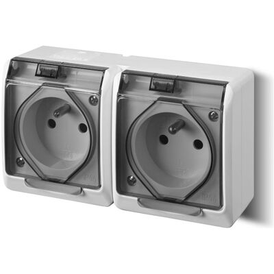 Elektro-Plast, Prise de courant, Gniazdo natynkowe GNT Hermes 2x2P + Z białe z klapką dymną (0322-01) - Publicité Elektro-Plast, Prise de courant, Gniazdo natynkowe GNT Hermes 2x2P + Z białe z klapką dymną (0322-01) - Publicité