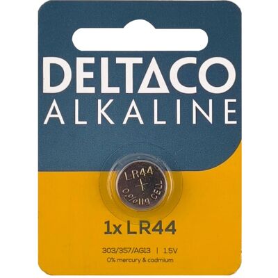 Deltaco battery x LR44 - Alkaline (1 pcs, 170 mAh), Batteries + piles - Publicité Deltaco battery x LR44 - Alkaline (1 pcs, 170 mAh), Batteries + piles - Publicité