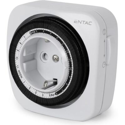 Entac, Minuterie, Mechanischer Timer Mini 24 Stunden 48 Programme (Type F) - Publicité Entac, Minuterie, Mechanischer Timer Mini 24 Stunden 48 Programme (Type F) - Publicité