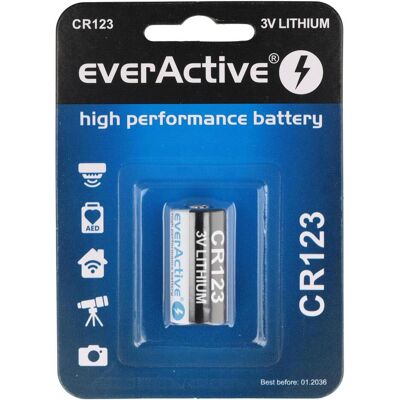 Everactive CR123 1BL 1500mAh Lithiumbatterie (1 pcs, RCR123A, 1500 mAh), Batteries + piles - Publicité Everactive CR123 1BL 1500mAh Lithiumbatterie (1 pcs, RCR123A, 1500 mAh), Batteries + piles - Publicité