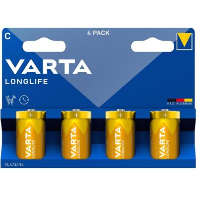 Varta Longlife (4 pcs, C, 7600 mAh), Batteries + piles - Publicité Varta Longlife (4 pcs, C, 7600 mAh), Batteries + piles - Publicité
