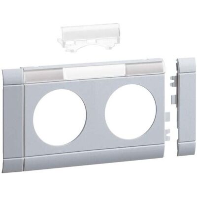 Hager, Accessoires de câblage, Cache prise double GB08021LAN hfr OT80mm inscriptible alu - Publicité Hager, Accessoires de câblage, Cache prise double GB08021LAN hfr OT80mm inscriptible alu - Publicité