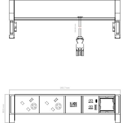 Bachmann, Multiprise, DESK2 2xUK 1xUSB A/C 22W 1xCM 0,2m GST18 RAL9005 (2x, BS 1363) - Publicité Bachmann, Multiprise, DESK2 2xUK 1xUSB A/C 22W 1xCM 0,2m GST18 RAL9005 (2x, BS 1363) - Publicité