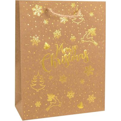 Idena, Emballage cadeau, Sac cadeau Noël Merry Christmas papier kraft marron 18x8x23cm - Publicité Idena, Emballage cadeau, Sac cadeau Noël Merry Christmas papier kraft marron 18x8x23cm - Publicité