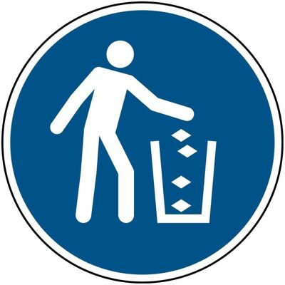 Brady, Panneau d'information, Panneau de sécurité ISO - Utiliser les poubelles - Publicité Brady, Panneau d'information, Panneau de sécurité ISO - Utiliser les poubelles - Publicité