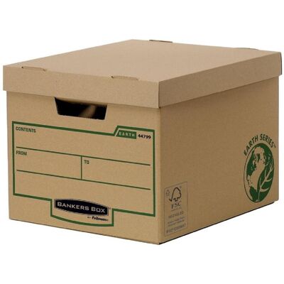 Fellowes Archivage + classement, Boîte de transport/d'archivage R-Kive EARTH, marron, 100% carton recyclé, triple épaisseur. (A4) - Publicité Fellowes Archivage + classement, Boîte de transport/d'archivage R-Kive EARTH, marron, 100% carton recyclé, triple épaisseur. (A4) - Publicité