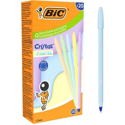 Bic, Stylo, Kugelschreiber Cristal PASTEL pastellorange, pastellgrün, pastellblau, pastellgelb, pastellrosa (20x) - Publicité Bic, Stylo, Kugelschreiber Cristal PASTEL pastellorange, pastellgrün, pastellblau, pastellgelb, pastellrosa (20x) - Publicité