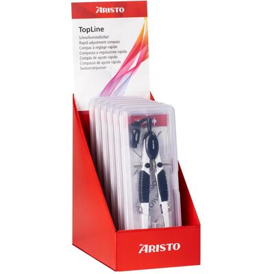 Aristo Présentoir 6 compas Topline, 6x AR55748 noir/blanc avec attache, Compas, Blanc, Noir - Publicité Aristo Présentoir 6 compas Topline, 6x AR55748 noir/blanc avec attache, Compas, Blanc, Noir - Publicité