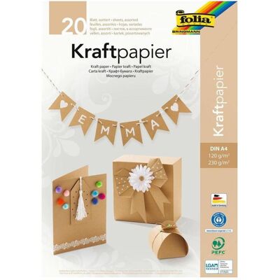 Papier d'art Kraft A4 Folia - 20 Feuilles - Publicité Papier d'art Kraft A4 Folia - 20 Feuilles - Publicité