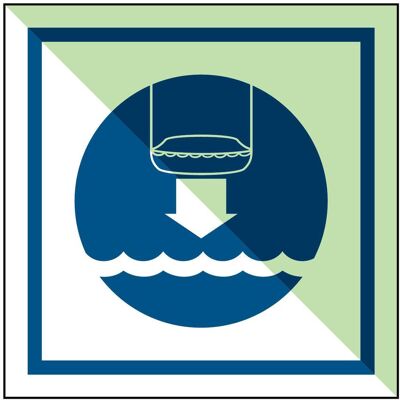 Brady, Panneau d'information, IMO - Arrimer l'embarcation de sauvetage lors de la mise à l'eau - Publicité Brady, Panneau d'information, IMO - Arrimer l'embarcation de sauvetage lors de la mise à l'eau - Publicité