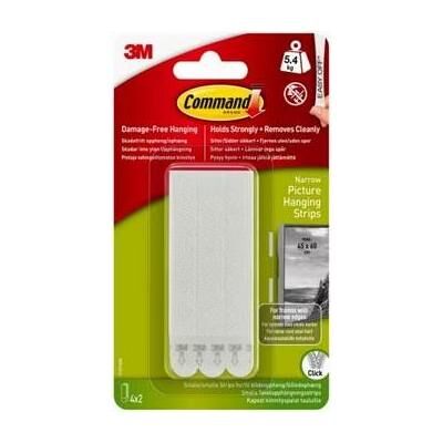 3M Crochet adhésif + clou adhésif, Command Strips White Narrow 4 Sets 17207WHI-4 - Publicité 3M Crochet adhésif + clou adhésif, Command Strips White Narrow 4 Sets 17207WHI-4 - Publicité