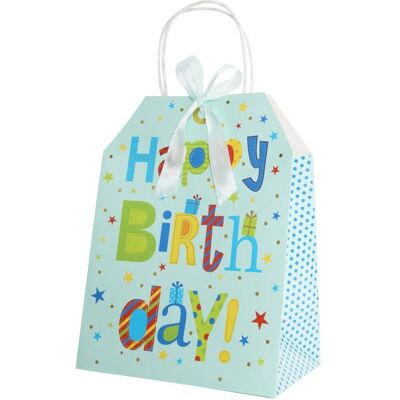 Idena, Emballage cadeau, Geschenktasche Happy Birthday blau 19x25x11,5cm - Publicité Idena, Emballage cadeau, Geschenktasche Happy Birthday blau 19x25x11,5cm - Publicité