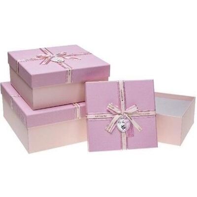 Teka, Emballage cadeau, Geschenkbox mit Schleife, 3 Stück, rosa ROSETT (3x) - Publicité Teka, Emballage cadeau, Geschenkbox mit Schleife, 3 Stück, rosa ROSETT (3x) - Publicité