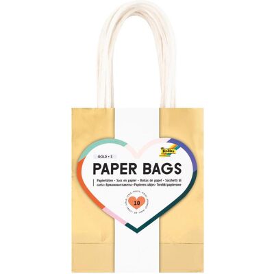 Folia, Emballage cadeau, Papiertüten S GOLD GLÄNZEND, aus 110g/m² Kraftp. (10x) - Publicité Folia, Emballage cadeau, Papiertüten S GOLD GLÄNZEND, aus 110g/m² Kraftp. (10x) - Publicité