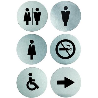 Securit, Panneau d'information, Pictogrammes "DOOR SIGNS" en lot de 6, acier inoxydable - Publicité Securit, Panneau d'information, Pictogrammes "DOOR SIGNS" en lot de 6, acier inoxydable - Publicité