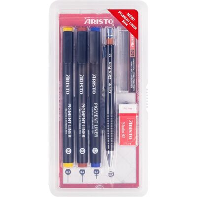 Aristo, Stylo, Kit scolaire Pigmentliner (3x) - Publicité Aristo, Stylo, Kit scolaire Pigmentliner (3x) - Publicité