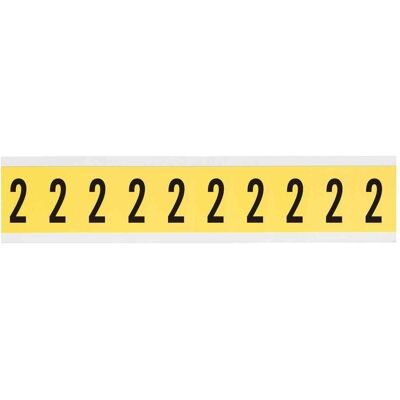 Brady, Étiquettes, 3430-2, B-499, tissu nylon, chiffre 2, noir sur jaune, 22 x 38mm, hauteur des caractères 25mm(25 K. Publicité Brady, Étiquettes, 3430-2, B-499, tissu nylon, chiffre 2, noir sur jaune, 22 x 38mm, hauteur des caractères 25mm(25 K. Publicité