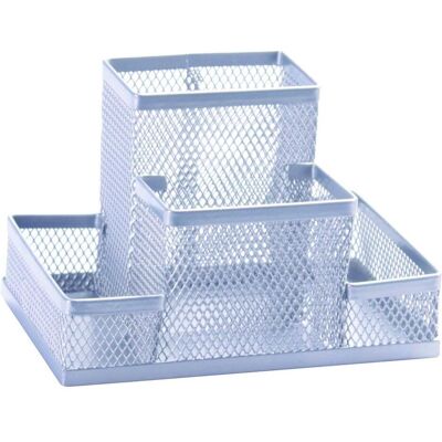 Q-Connect, Archivage + classement, Office Set Boîte de bureau, métal, 4 compartiments, argenté - Publicité Q-Connect, Archivage + classement, Office Set Boîte de bureau, métal, 4 compartiments, argenté - Publicité