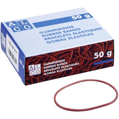 Alco, Élastique, Anneaux en caoutchouc 50g 25mm, rouge (1 pcs) - Publicité Alco, Élastique, Anneaux en caoutchouc 50g 25mm, rouge (1 pcs) - Publicité