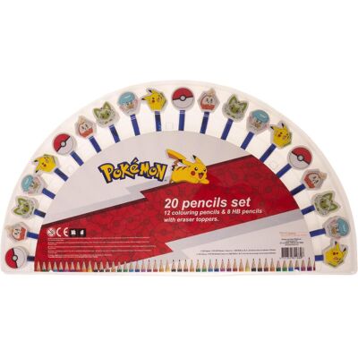 Pokémon - Ensemble de Crayons avec Toppers (20 pièces) - Instruments d'Écriture - Publicité Pokémon - Ensemble de Crayons avec Toppers (20 pièces) - Instruments d'Écriture - Publicité