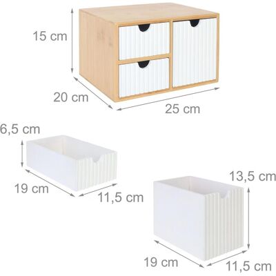 Relaxdays, Archivage + classement, - Schubladenbox Bambus geriffelt, Hellbraun/ Weiss, 15 x 25 x 20 cm - Publicité Relaxdays, Archivage + classement, - Schubladenbox Bambus geriffelt, Hellbraun/ Weiss, 15 x 25 x 20 cm - Publicité