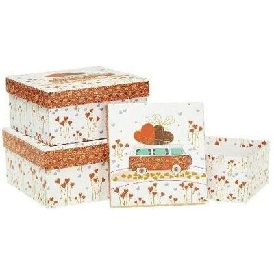 Teka, Emballage cadeau, Geschenkbox mit 3 Rosettenherzen (3x) - Publicité Teka, Emballage cadeau, Geschenkbox mit 3 Rosettenherzen (3x) - Publicité