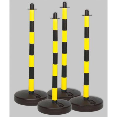 Brady, Étiquettes, Poteau de blocage & pied remplissable (3,7 l), polyéthylène, noir & jaune rayé (4 pièces/pack) - Publicité Brady, Étiquettes, Poteau de blocage & pied remplissable (3,7 l), polyéthylène, noir & jaune rayé (4 pièces/pack) - Publicité