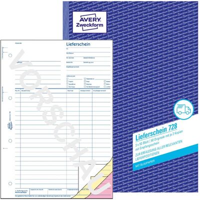 Avery Bulletin de versement, Bons de livraison avec accusé de réception (50x) - Publicité Avery Bulletin de versement, Bons de livraison avec accusé de réception (50x) - Publicité
