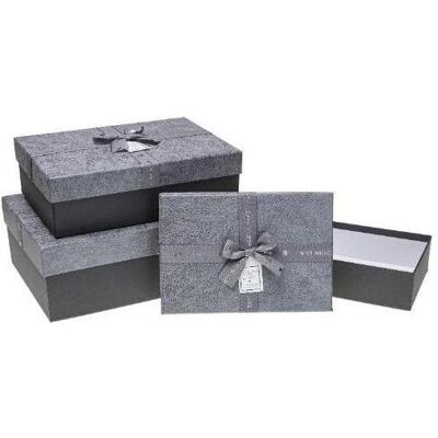 Teka, Emballage cadeau, Geschenkbox mit Schleife, 3 Stück, grau ROSETT (3x) - Publicité Teka, Emballage cadeau, Geschenkbox mit Schleife, 3 Stück, grau ROSETT (3x) - Publicité