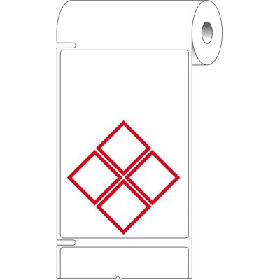 Brady, Rouleau d’étiquettes, THTCLP-M-L4B-7610-0.3-SC, papier, blanc, 75.00 x 110.00 mm, mise en page L4B (4 losanges rouges (79 mm) - Publicité Brady, Rouleau d’étiquettes, THTCLP-M-L4B-7610-0.3-SC, papier, blanc, 75.00 x 110.00 mm, mise en page L4B (4 losanges rouges (79 mm) - Publicité